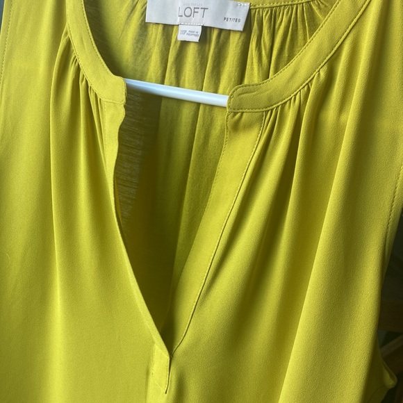 LOFT Chartreuse Yellow-Green Tank Blouse XXSP XXS Petite WORN ONCE! - Picture 4 of 4